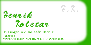 henrik koletar business card