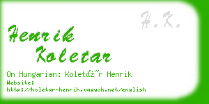 henrik koletar business card